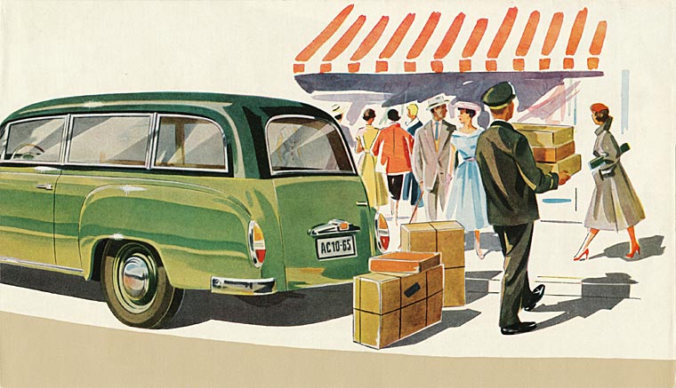 Wartburg 311 Kombi Prospekt 1957 Poster englisch