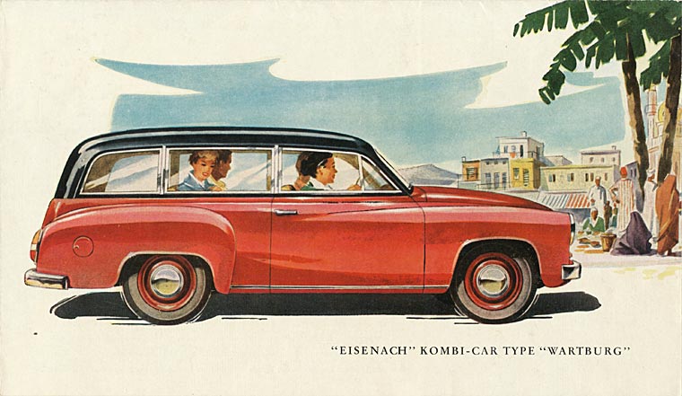 Wartburg 311 Kombi Prospekt 1957 Poster englisch