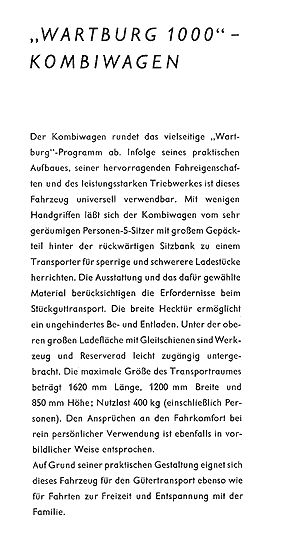 Wartburg 1000 Kombi Text