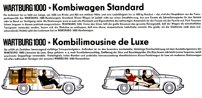 Ausstattungsmerkmale Wartburg Kombi