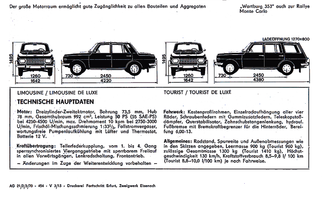 Wartburg 353 Prospekt 1970