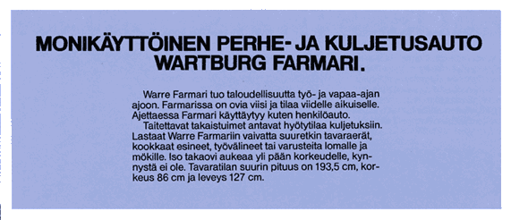 Wartburg 353 Prospekt 1985 Finnisch