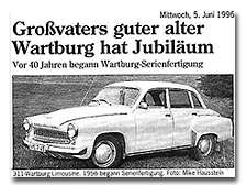 Großvaters guter alter Wartburg hat Jubiläum